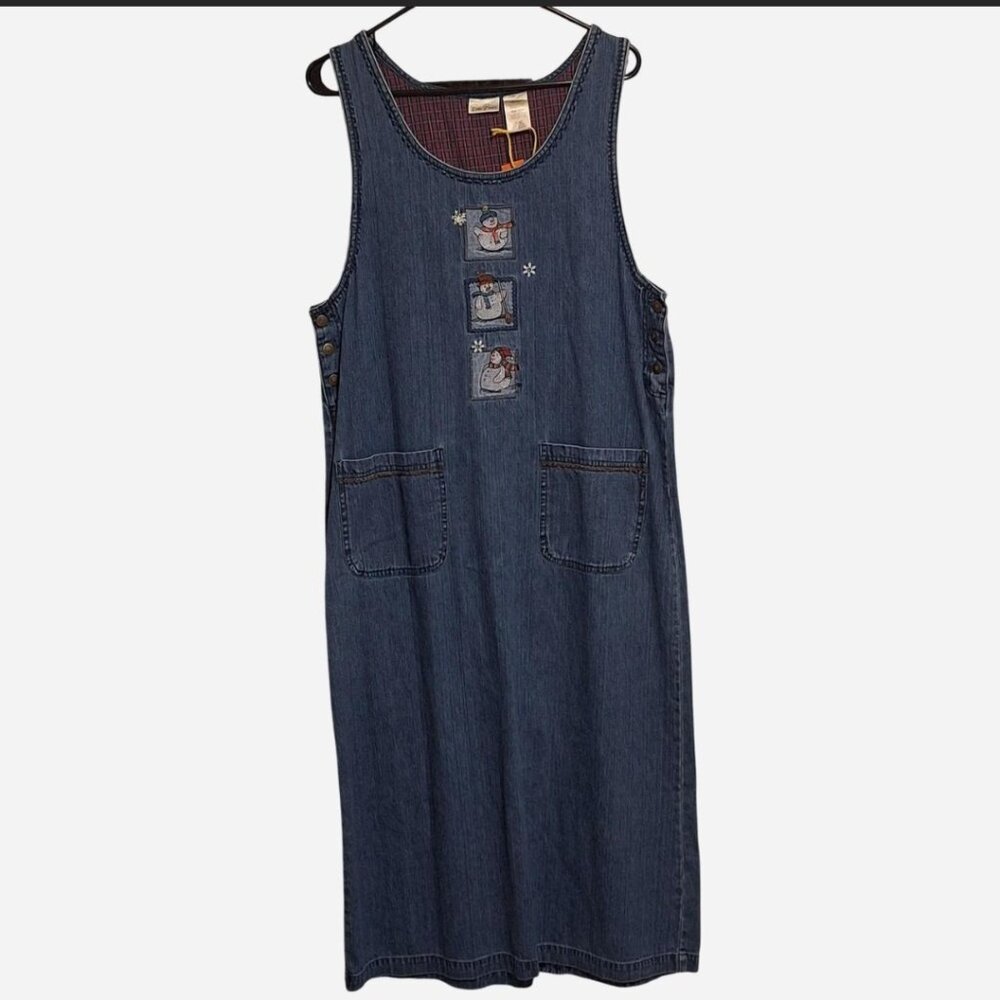 Holiday vintage denim maxi dress by Bobbie Brooks size large - Picture 2 of 7